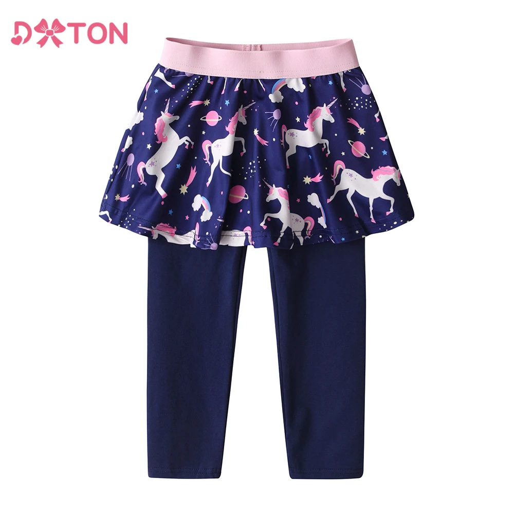 DXTON New Spring Autumn Girls Skirt Pants Toddlers Leggings with Skirt Cotton Kids Clothes Unicorn Print Girls Trousers Leggings