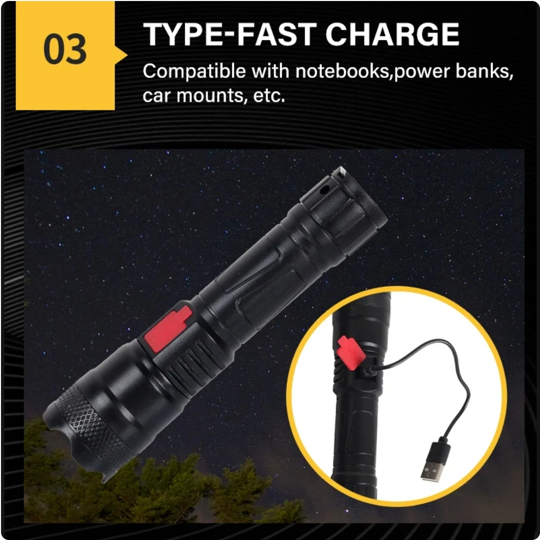 LED Ultra Powerful 18650 Flashlight Waterproof Lamp USB Rechargeable High Power Tactical Flashlights Telescopic Zoom Lantern