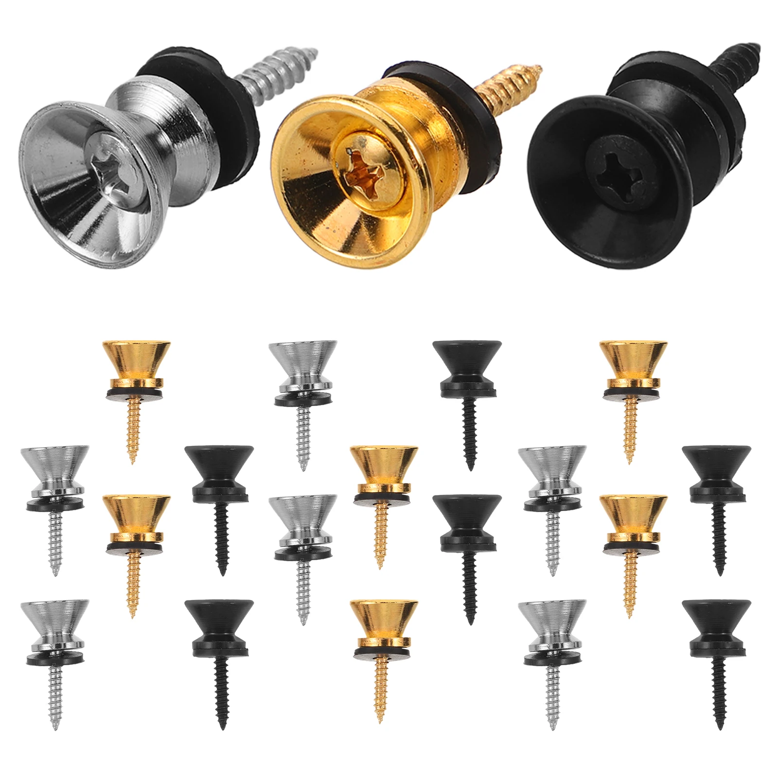 

24pcs Metal Strap Buttons End Pins Acoustic Electric Guitar Strap Pin Heavy Duty Locking Secure Locks For Bass Ukulele Accessory