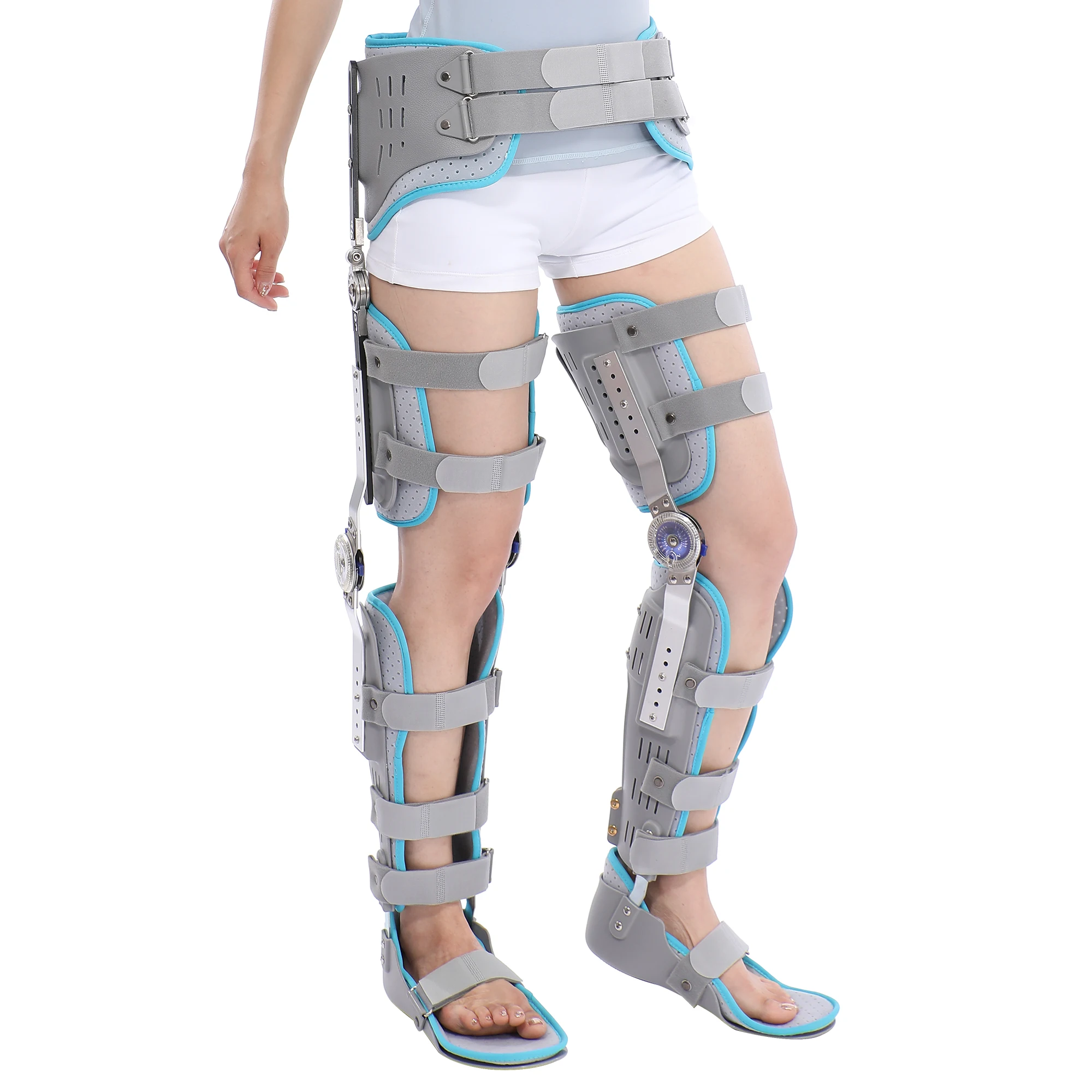 Ortesis de pie de tobillo duradera ajustable con soporte de fijación de articulación de rodilla de cintura sacral de cadera equipo de rehabilitación reutilizable