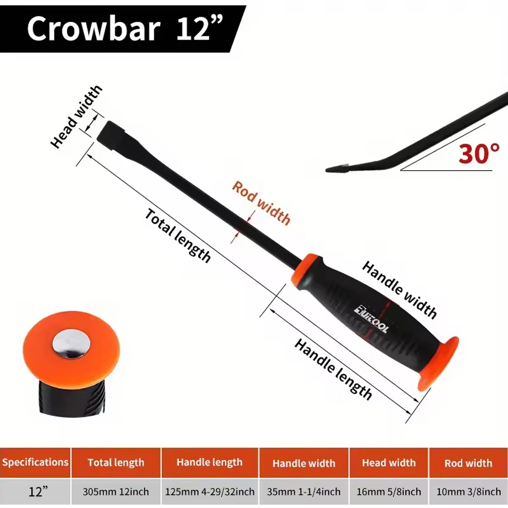Heavy Duty Industrial Grade Pry Bar with Thicken Crowbar Angled Tip Protective Hammer Strike Cap Handle for Lifting and Prying