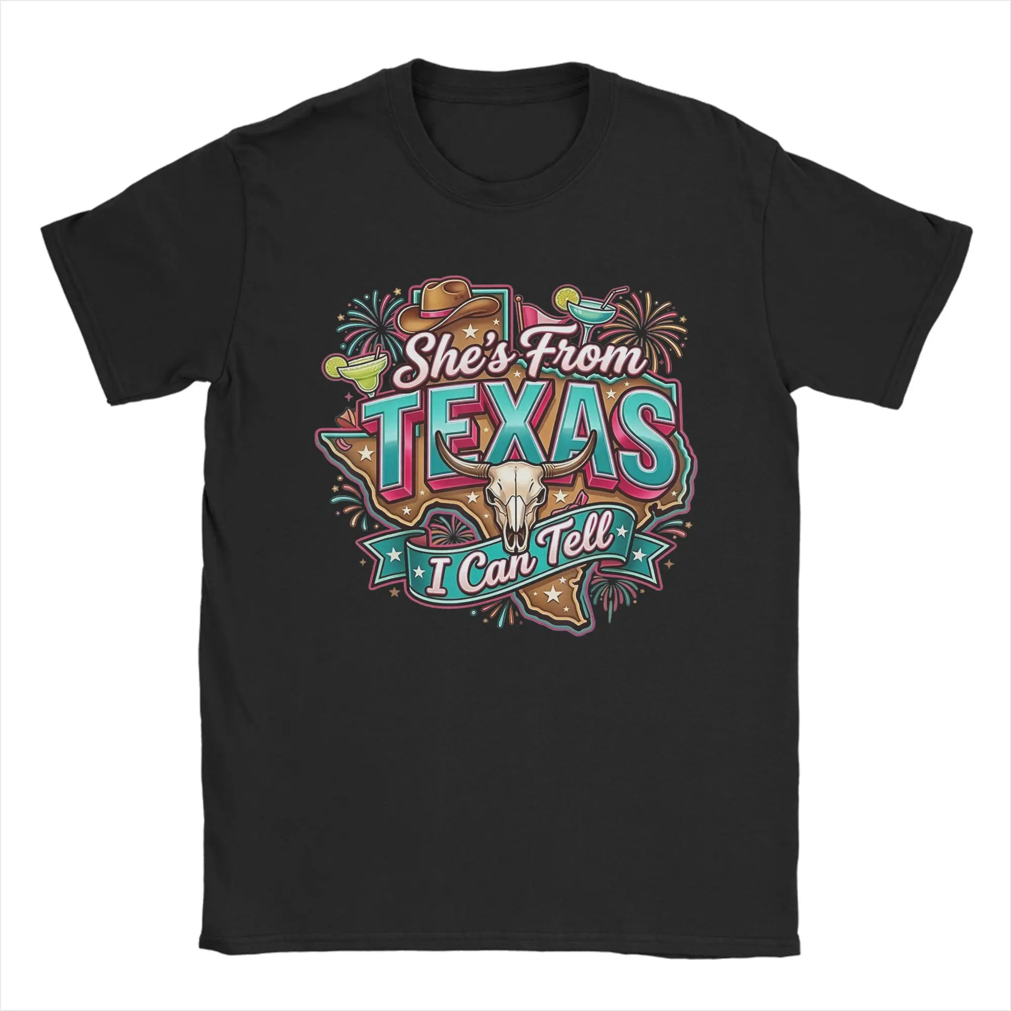 Men She‘s from Texas I Can Tell  T-Shirts 100% Cotton Tees Beach Streetwear Short Sleeve T-Shirt O-Neck Fashion Casual Tee Shirt
