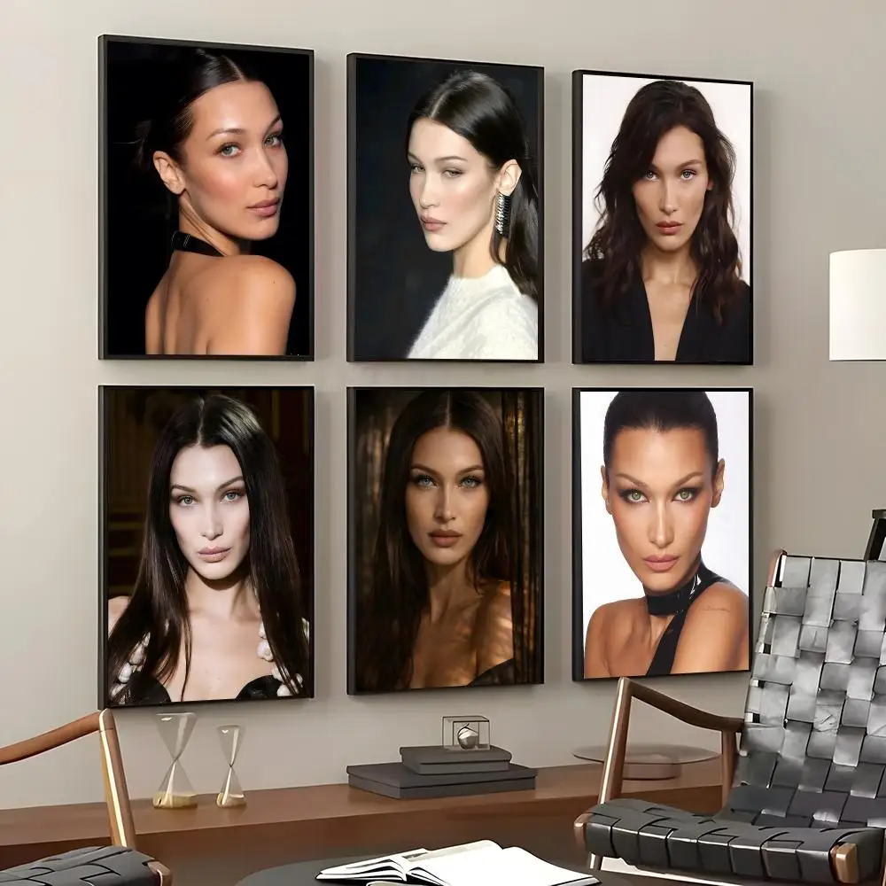 Model Bella Hadid Poster Self-Adhesive Waterproof Wall Stickers, Coffee Bar Home Wall Decor