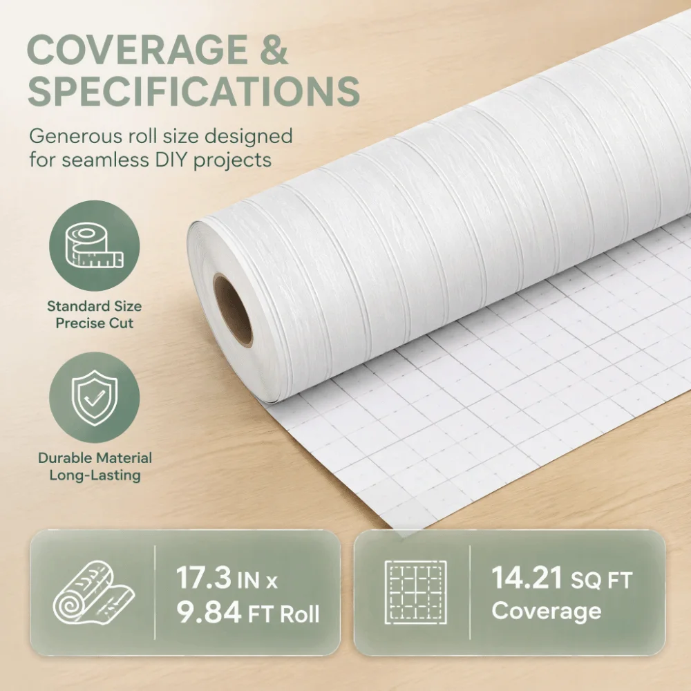 Practical PVC Beadboard Wallpaper White Removable Wall Covering Sheet Woodgrain Wall Decor Sheet Rental Space Decor Update