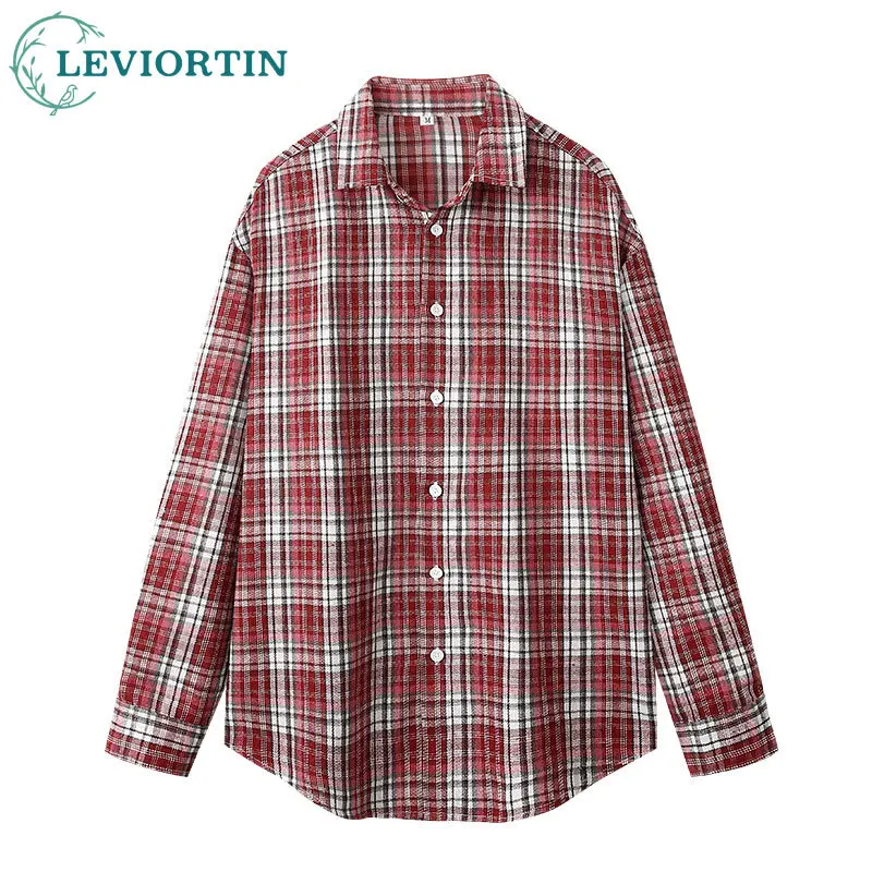 Men's Spring and Autumn New Color blocked Checkered Shirt, Unisex, Simple and Versatile, Korean style Casual Long sleeved Shirt