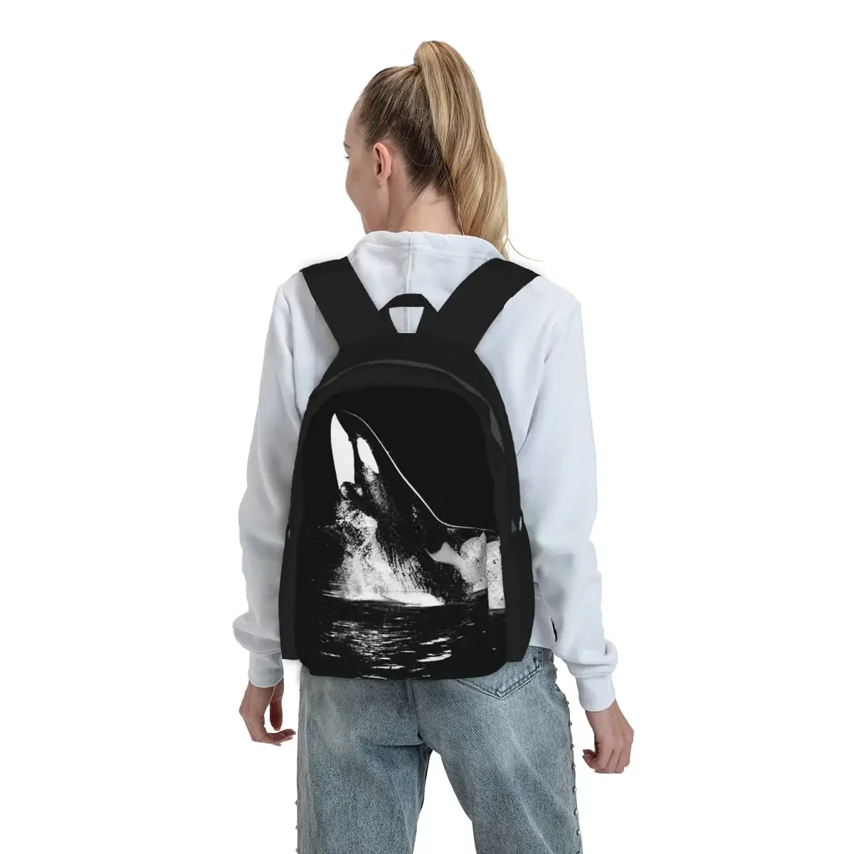 Orca Aquatic Sea Ocean Killer Whale Backpack Student BookBag Kids School Bag Laptop Shoulder Bags for Men Women