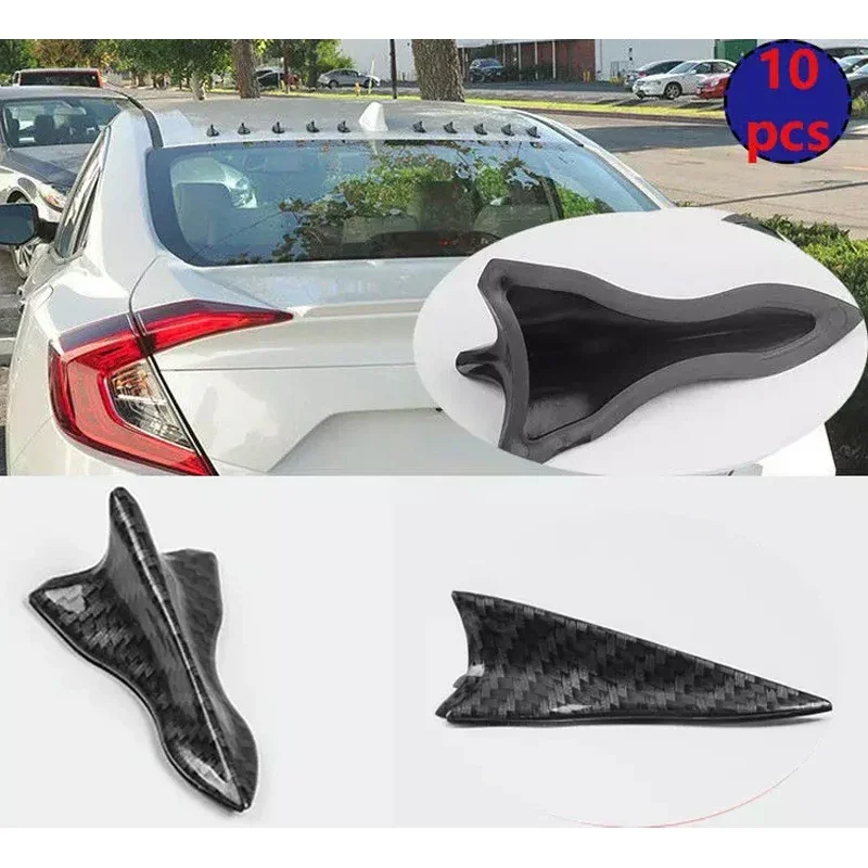 10Pcs Universal Rear Roof Shark Fins Spoiler Wing Kit Car Roof Spoiler Bumper Spoiler Shark Fin Diffuser Vortex Generator