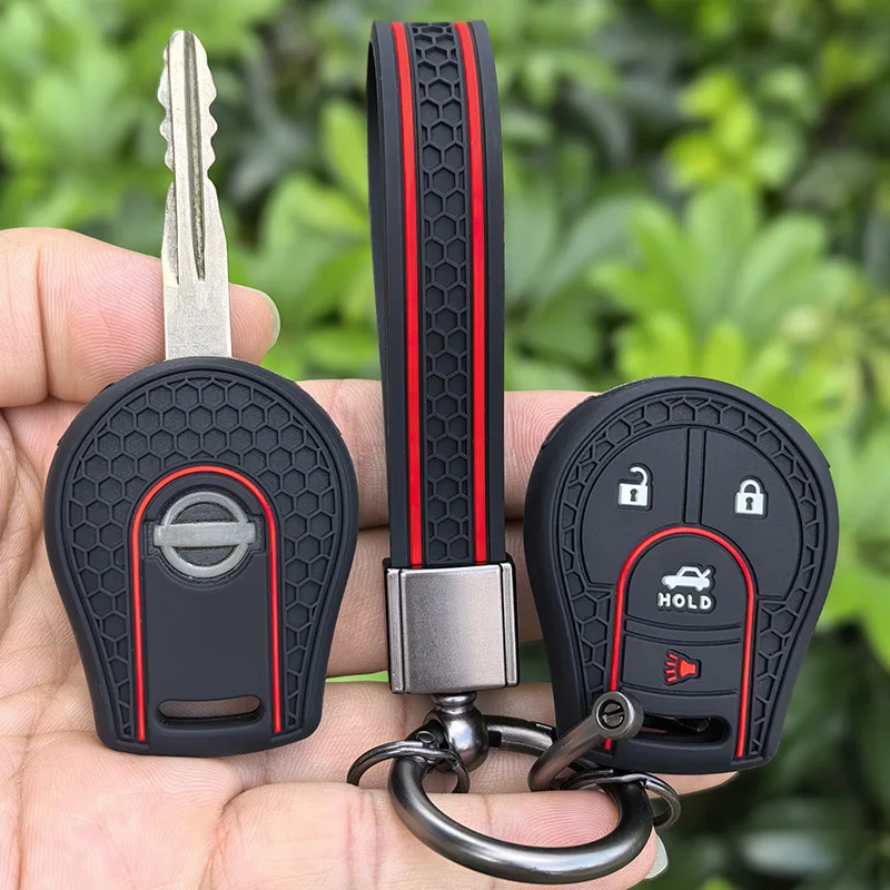 Keychain For NISSAN Juke March Qashqai Sunny Sylphy Tiida X-Trail 4 Buttons Car Key Case Cover Shell Fob Holder Key Protector