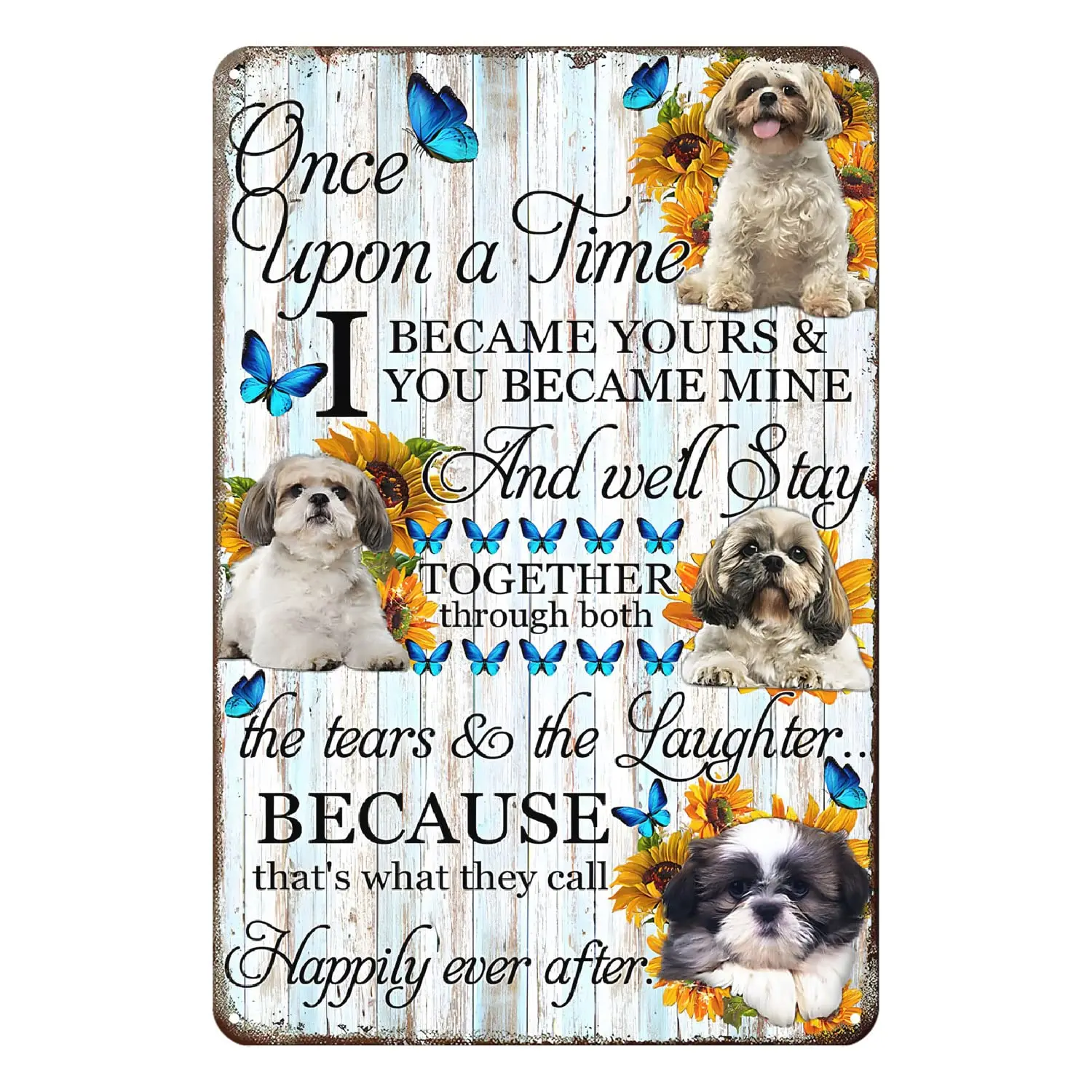 Aenaon Shih Tzu Dog Metal Tin Sign Once Upon A Time Tin Sign Vintage Rustic Decor Cave Coffee Shop Bar Bedroom Home Wall Decor N