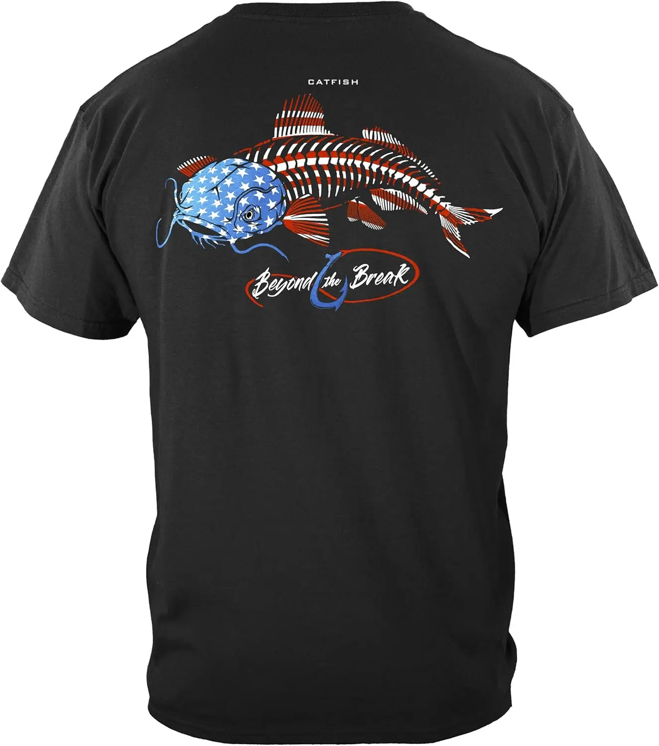 Erazor Bits Patriotic T-Shirts Catfish Shirts - American Flag -Black Large