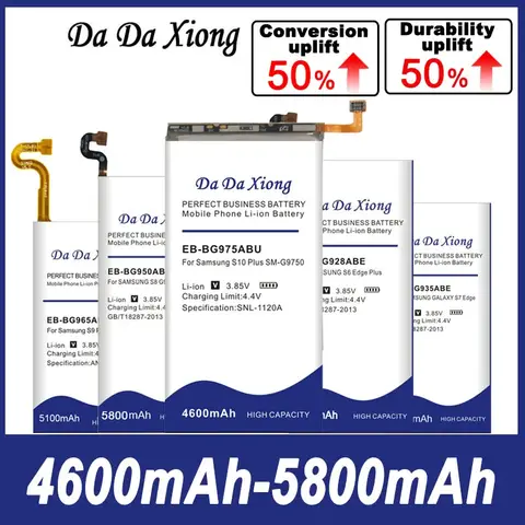 DaDaXiong 고품질 배터리 A70 S3 S6 S7 Edge S8 S9 Nnte 10 A8 A51 S10 Plus S10E J5 G960F S9+ G955P G950 G925A G9300