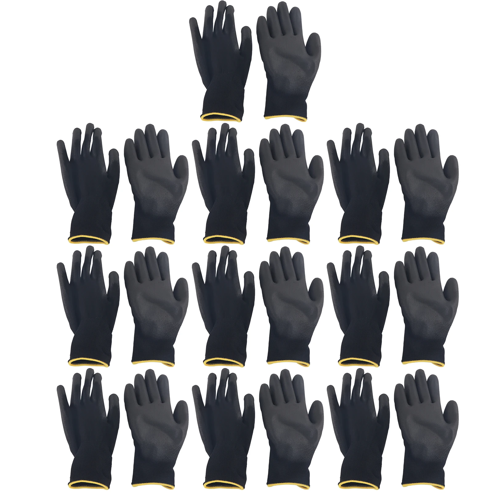 

ZK30 10 Pairs Anti Static Glove Anti Skid Black PU Glue Nylon Knit Gloves for Machinery Workshop luvas