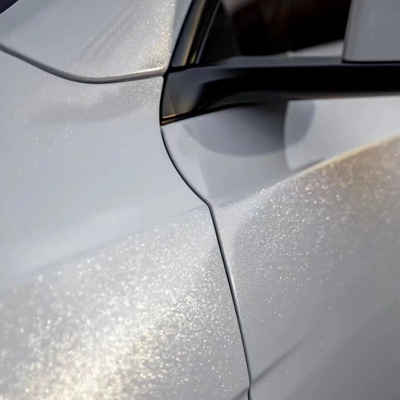 PET Ultra Glossy White Pearl Glitter Metallic Car Vinyl Wrap Film Self Adhesive Air Release DIY Sticker Motorcycle Decal