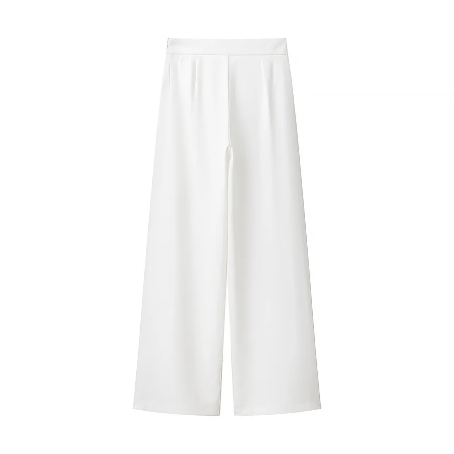 ملابس نسائية جديدة لعام 2025، كلاسيكية، عصرية، عالية الخصر ورقيقة بلون سادة من الكتان، بدلة بناطيل Deux-pices