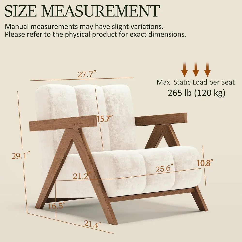 ern Accent Chair or Living Room Bedroom,Comy Chenille Reading Chair with Wood e,Oversized Upholstered Lounge Armchair with Thick