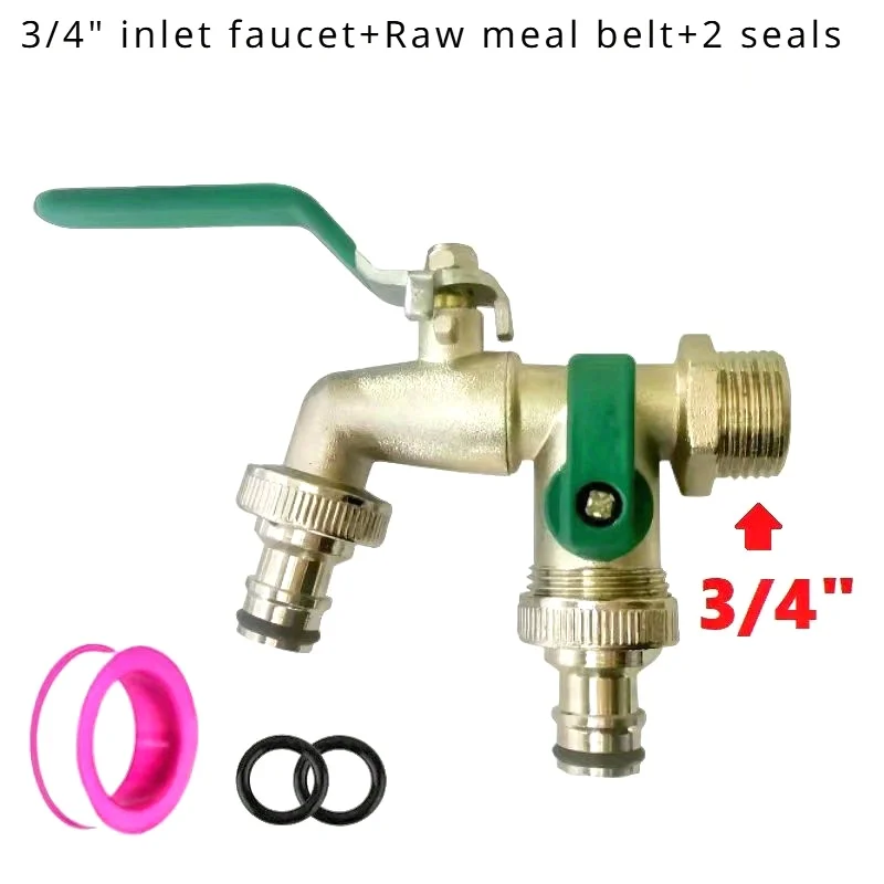 1Pc Zinc Alloy Two-Way Garden Faucet, Quick Connect Faucet, Wall Mounted Outdoor Faucet for Lawn Irrigation, Garden Watering