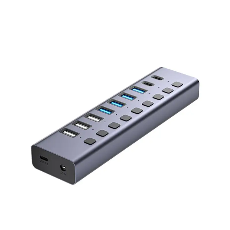 

ABMF-9 USB-концентратор 9-в-1 с питанием, алюминиевый USB-хаб с портами USB 3.0 для телефона/ноутбука, вилка стандарта США