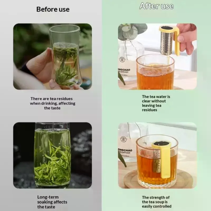 Creative Stainless Steel Clip Hanging On Cup Tea Strainer Cup Clamp Tea Infuser With Handle Fine Filter For Home Office Daily view 4
