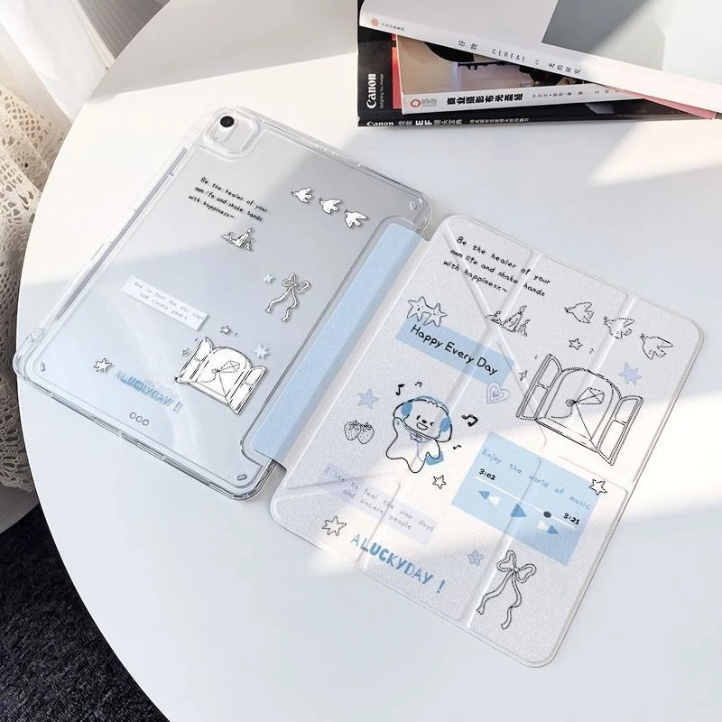 Cute Puppy Anti-Bending 3+Y Fold Case for Xiaomi Pad 5/5Pro 6/6Pro 11 Inch Xiaomi Pad 7/7Pro 8/8Pro 11.2 Redmi Pad SE11 Pro 12.1