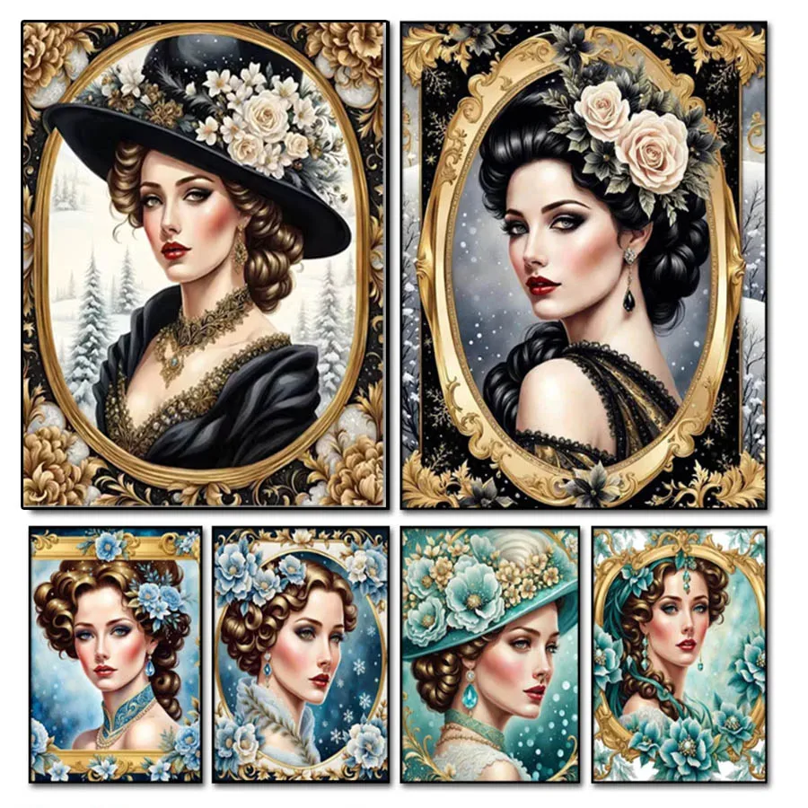 Diamond Painting Noble Lady Diy Full Square Round Rhinestone Art Mosaic Embroidery Woman Portrait Picture