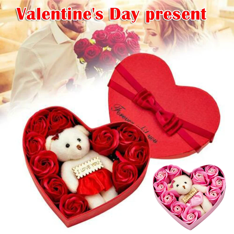 

10 Soap Flower & Bear Durable And Beautifully Decorated Best Gift For Girlfriend Birthday Wedding IMNT