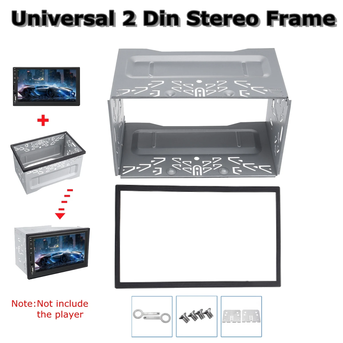 Universal Double Din 2 Din Stereo Radio Replacement Fitting Cage Kit Installation MP5 Player Radio Mounting Frame