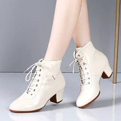 Cowhide Dance Boots Women Jazz Dance Shoes High Quality Soft 3cm 5cm High Heels Women's Ballroom Modern Shoe Ladies Dancing Boot