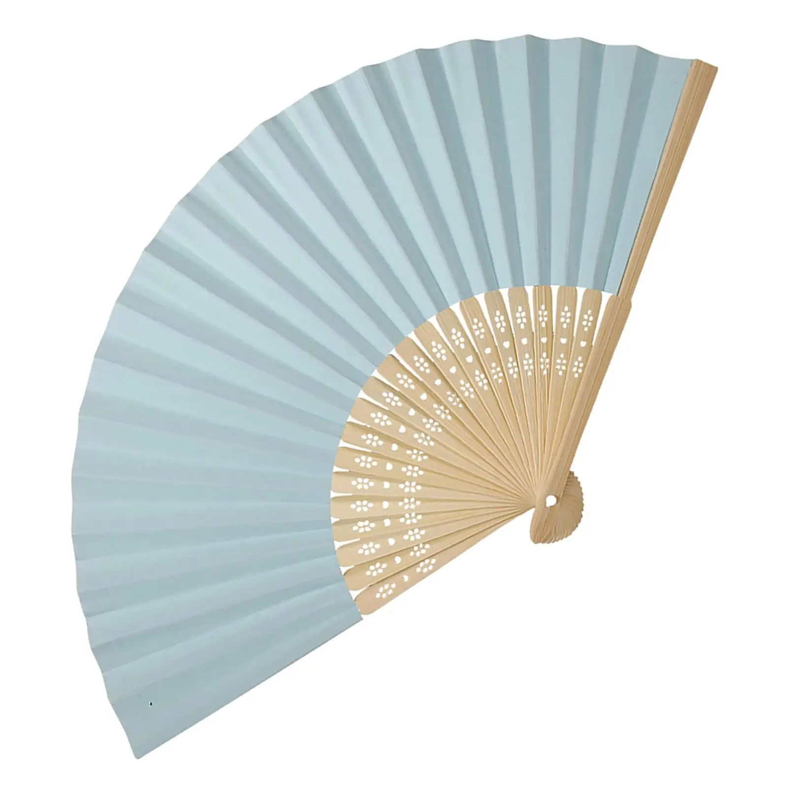 Светло-голубой пустой бумажный веер своими руками с китайскими бамбуковыми ребрами для украшения свадебного душа