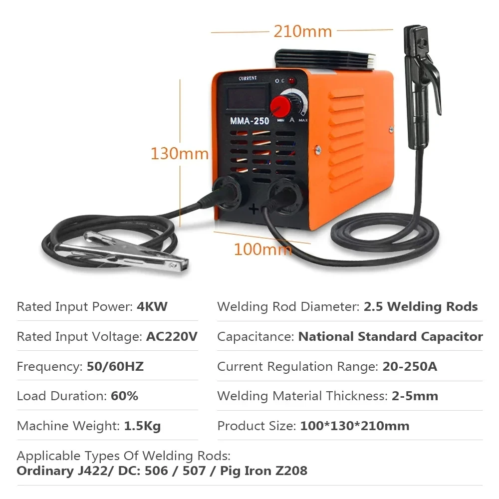 RR Portable ZX7 250A MMA Arc Welder Inverter Welding Machine 110V 220V Mini Iron Electric Welding Equipment Car Repairing Tools