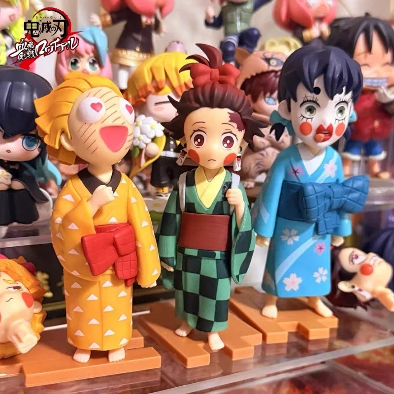Figurines de dessin animé Demon Slayer Kimetsu No Yaiba, Kits de modèles en PVC mignons, jouets Kawaii, ornements de bureau, cadeaux de noël