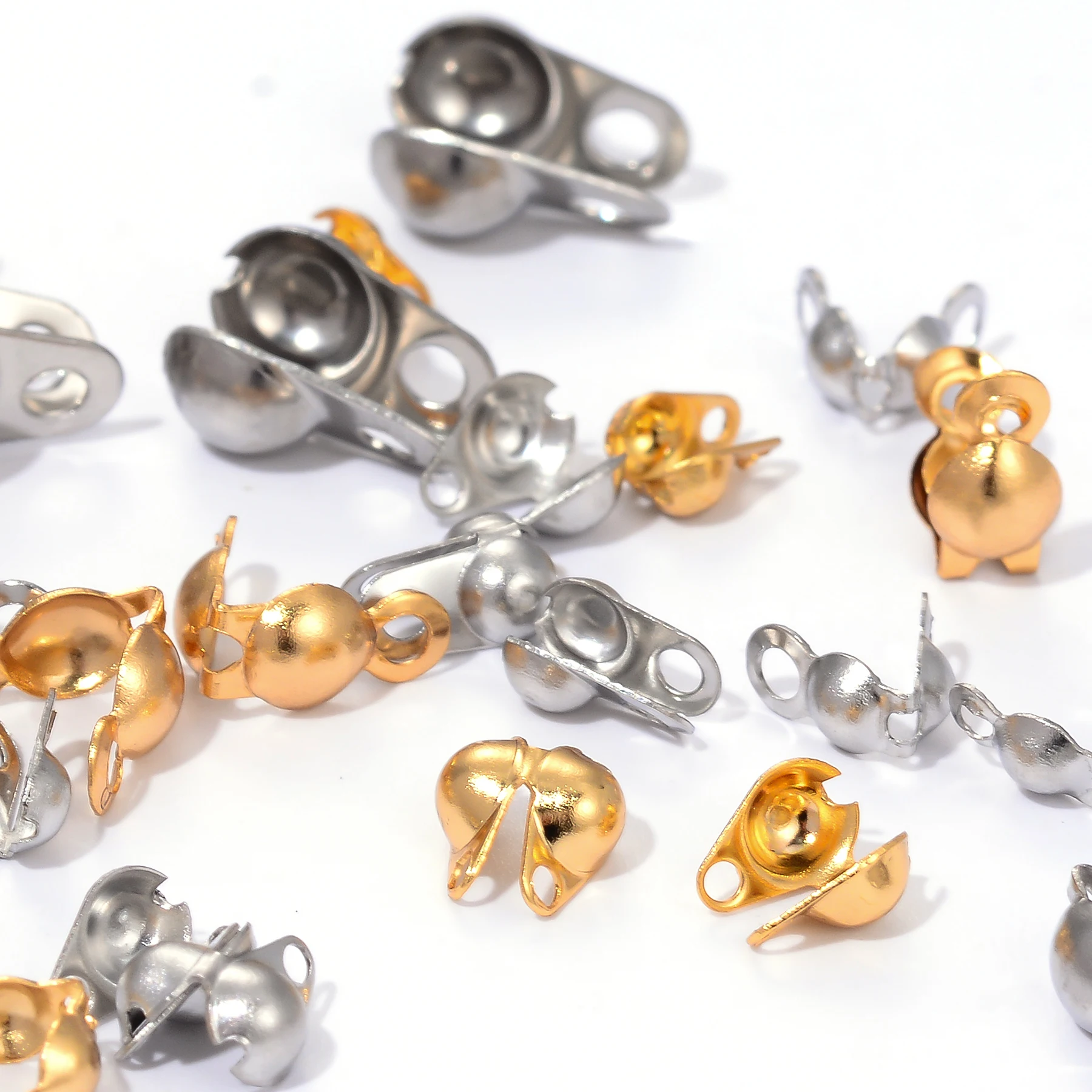 100 Stück/Los Edelstahl-Quetschperlen, Kugelketten-Verbindungsstücke, Endverschlüsse für DIY-Halsketten, Armbänder und Schmuckherstellung – Detail 4