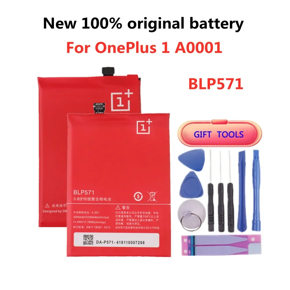 Новый 100% оригинальный аккумулятор BLP571 емкостью 3100 мАч для Oneplus 1/One plus 1 A0001, оригинальные сменные аккумуляторы для мобильных телефонов + бесплатные инструменты