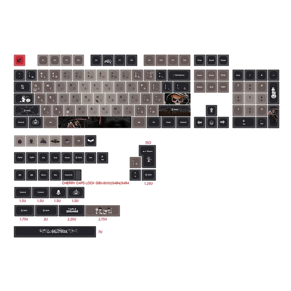 

137 Key Halloween Theme PBT Keycap XDA Keycaps For gk61/64/68/75/84/980/GMMK PRO Mechanical Keyboard Cap gmk 7u Split Spacebar