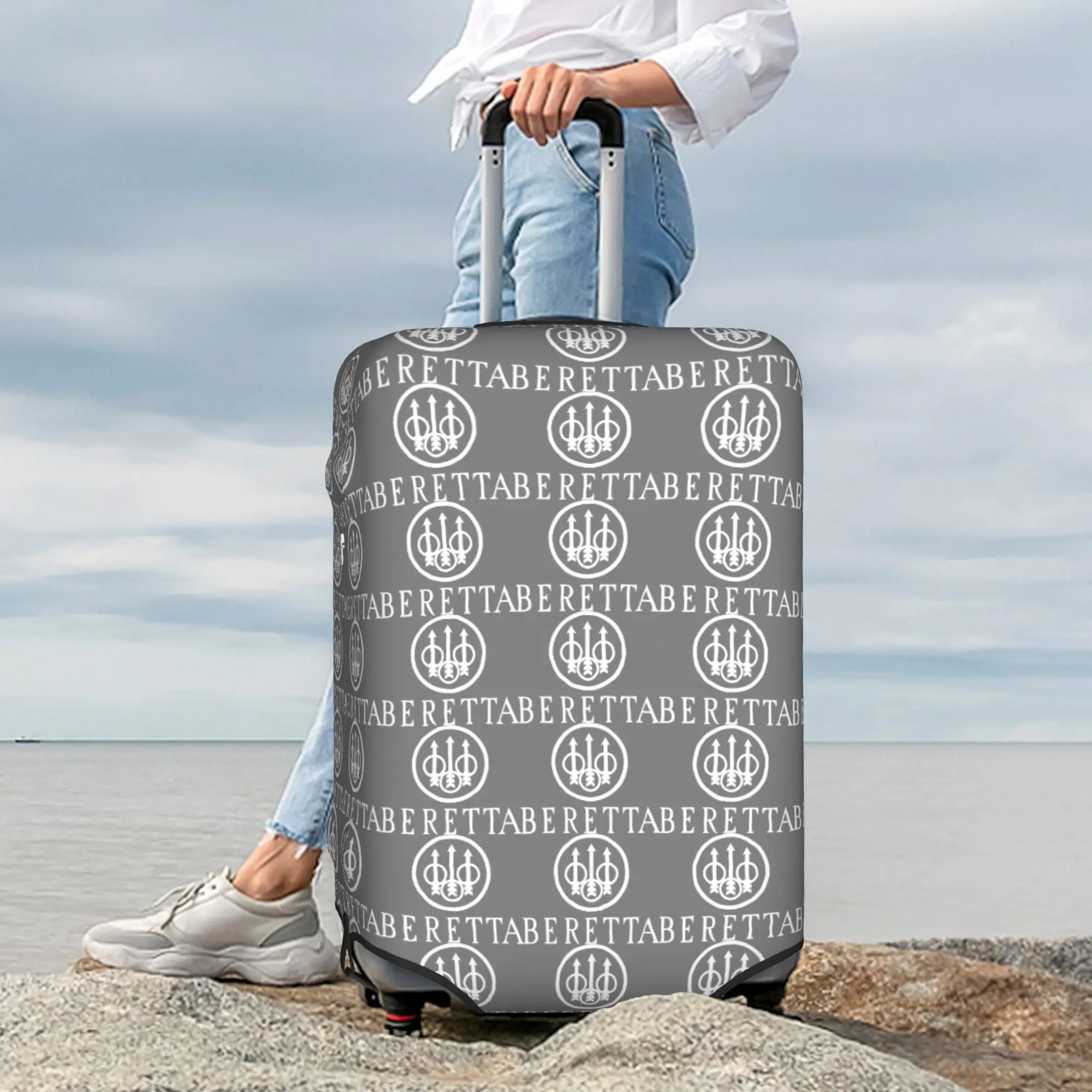 Custom Beretta Luggage Cover Elastic Military Gun Lover Travel Suitcase Protective Covers Fits 18-32 Inch