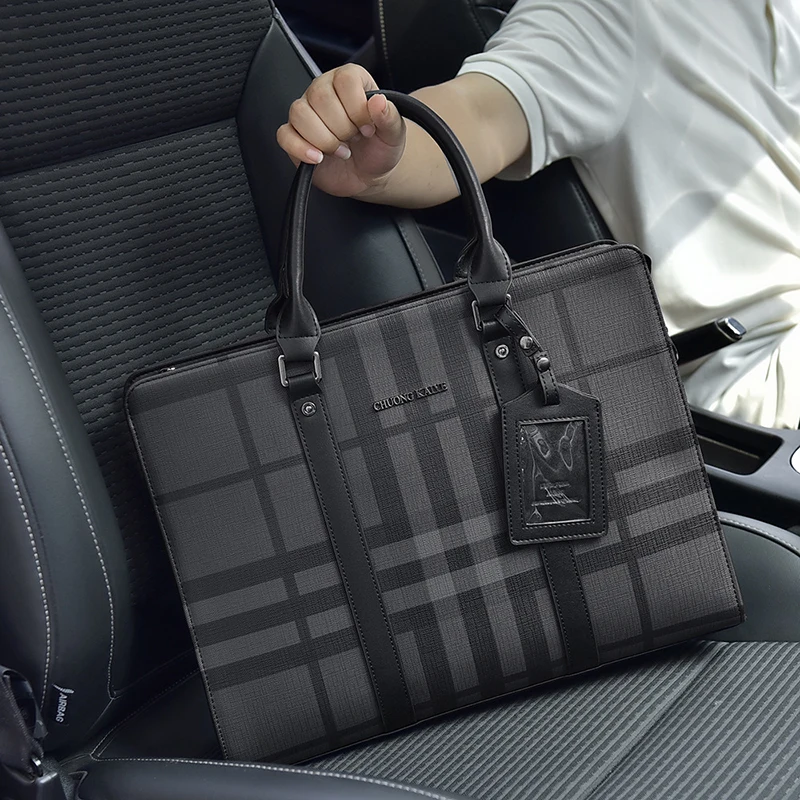 Valigette da uomo in PVC di grande capacità, design esecutivo, business, portfolio per laptop da 14 pollici, borsa a tracolla per ufficio, borsa A4