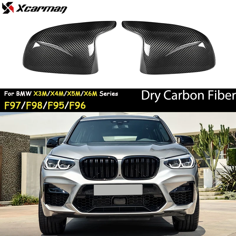 For BMW X3M X4M X5M X6M F97 F98 F95 F96 2019+ Dry Carbon Rearview SideDoor Mirror Caps Replacement Shells Glossy Car Accessories