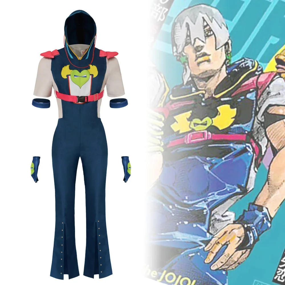 

bilibili New Jojo Bizarre Adventure Johnny Joestar Cosplay Costume Jonathan Halloween Uniform Top Pants Anime Suits 2025