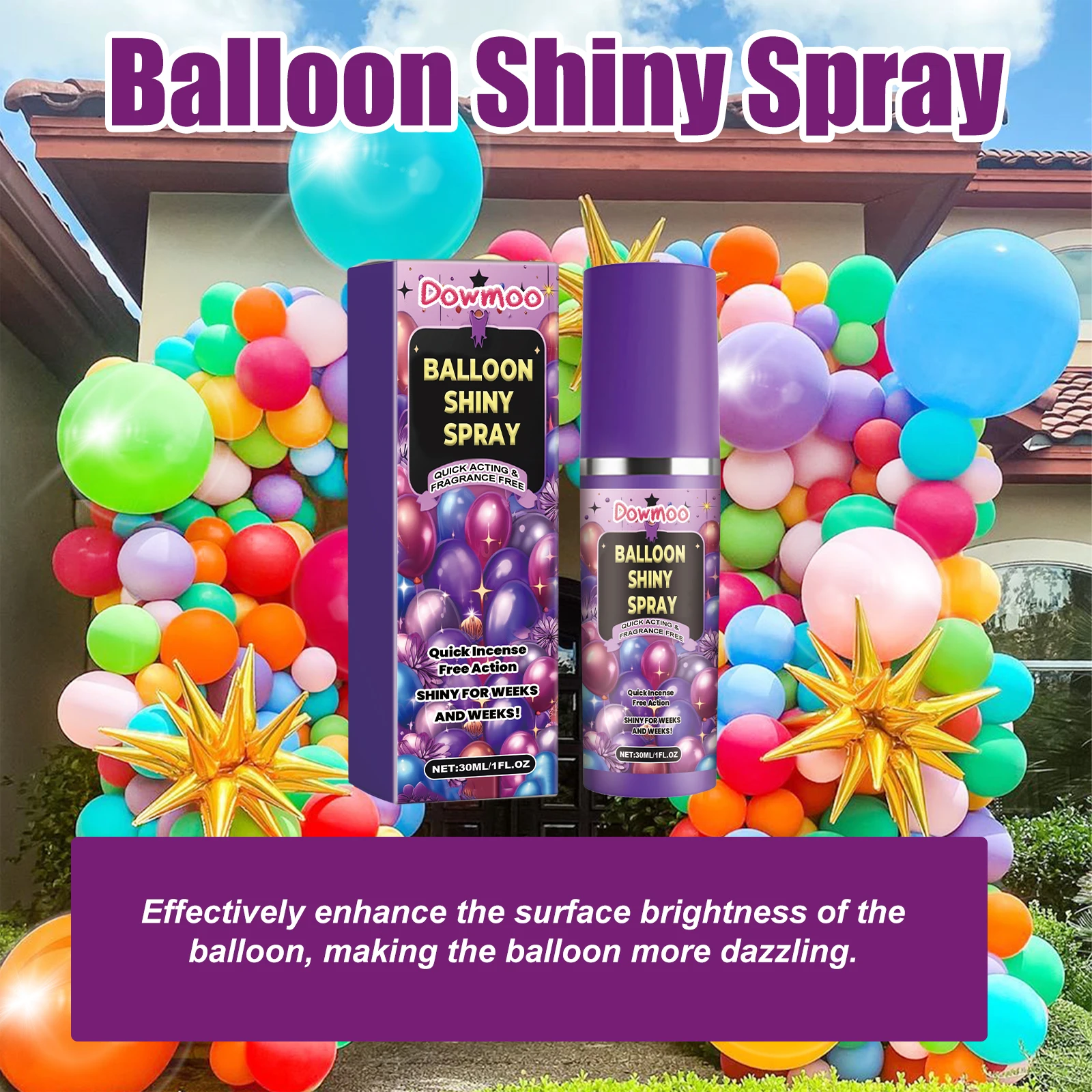 Balloon Shine Spray Latex Balloon Gloss Spray Anti Oxidation Brighten Surface Polish Quick Drying Anti Fading Balloon Glow Spray