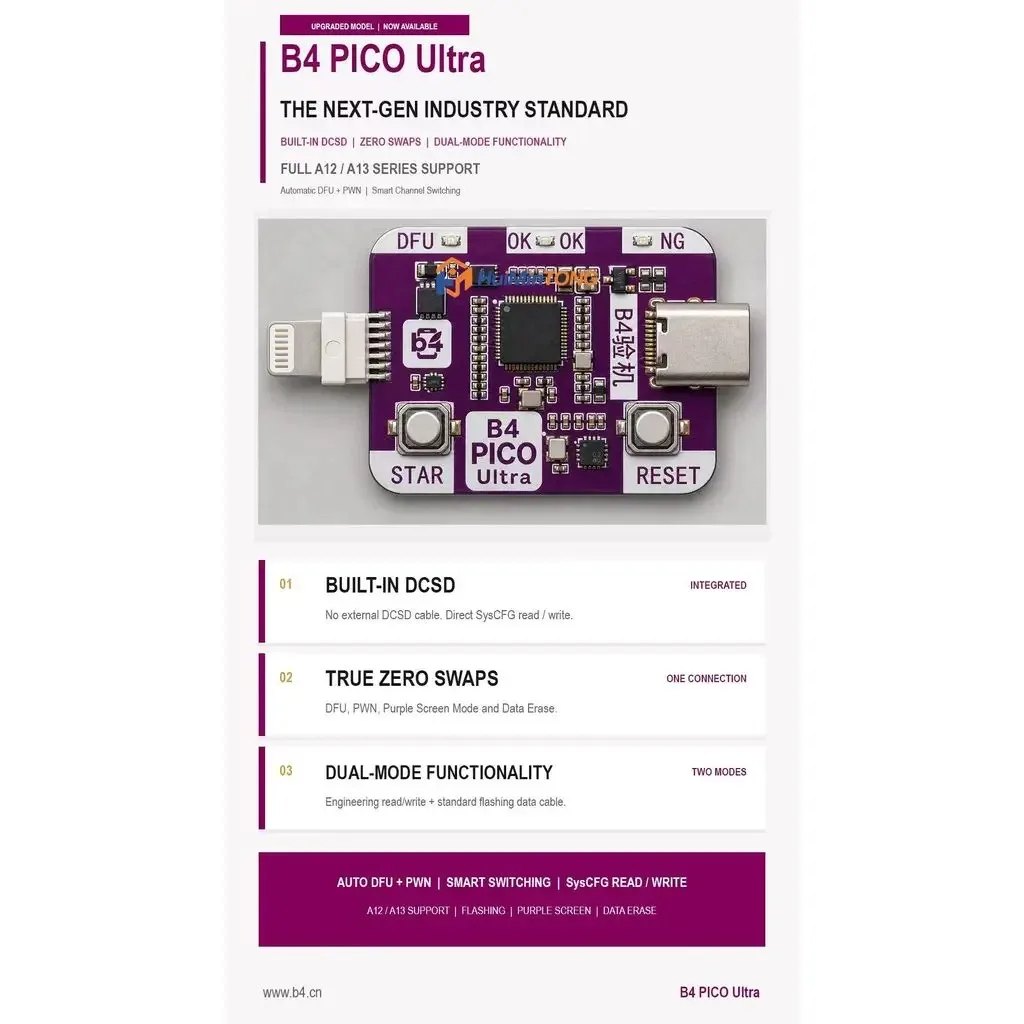 Upgrade B4 PICO Ultra DFU RP2350A Hardware Pwner Auto Enter DFU Mode Mobile Repair Tool