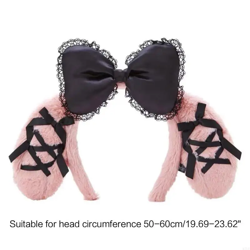 R7uf zoete haaraccessoires vrouwen was gezicht haarband melodie oren pluche haarhoop
