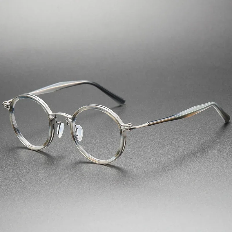 Men's Acetate Titanium Optical Frame Handmade Luxury Eyeglasses Vintage Eyewear with Customizable Myopia & Hyperopia Lenses