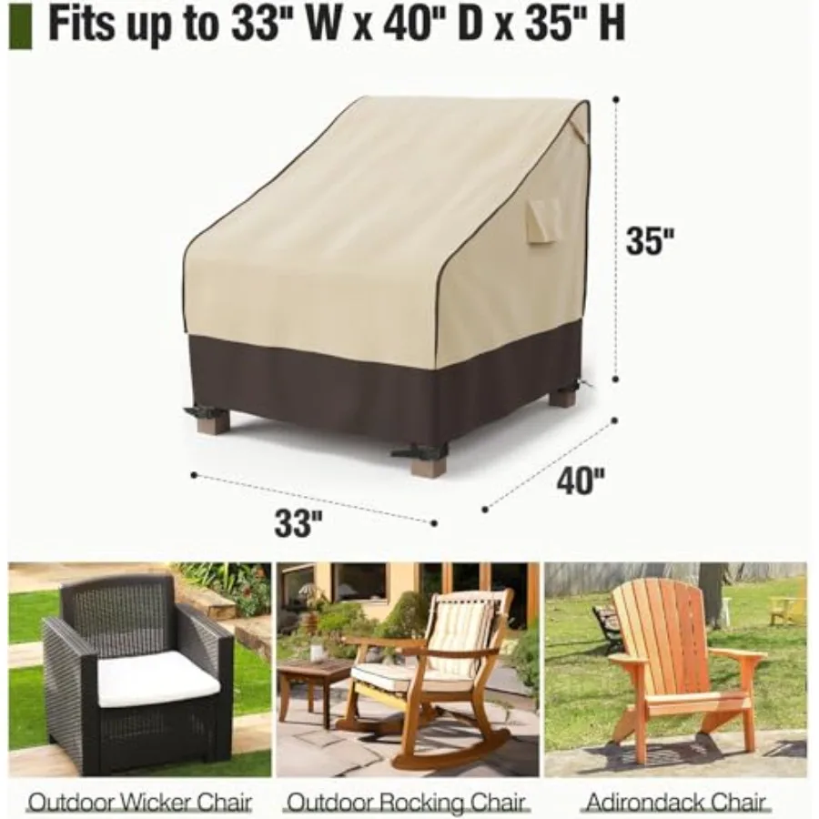 Patio Chair Cover Waterproof, UV Resistant Outdoor Lawn Patio Furniture Protective Cover, Heavy Duty Oxford Cloth Windproof Gar