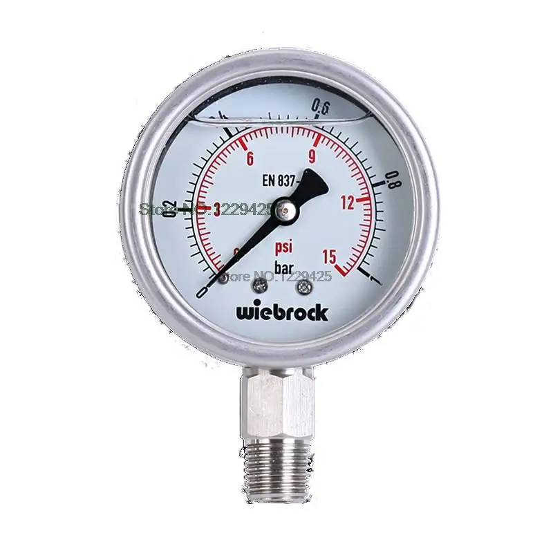 All Stainless Steel EN-837 Pressure Gauge YN60BF Corrosion High Temperature Resistant