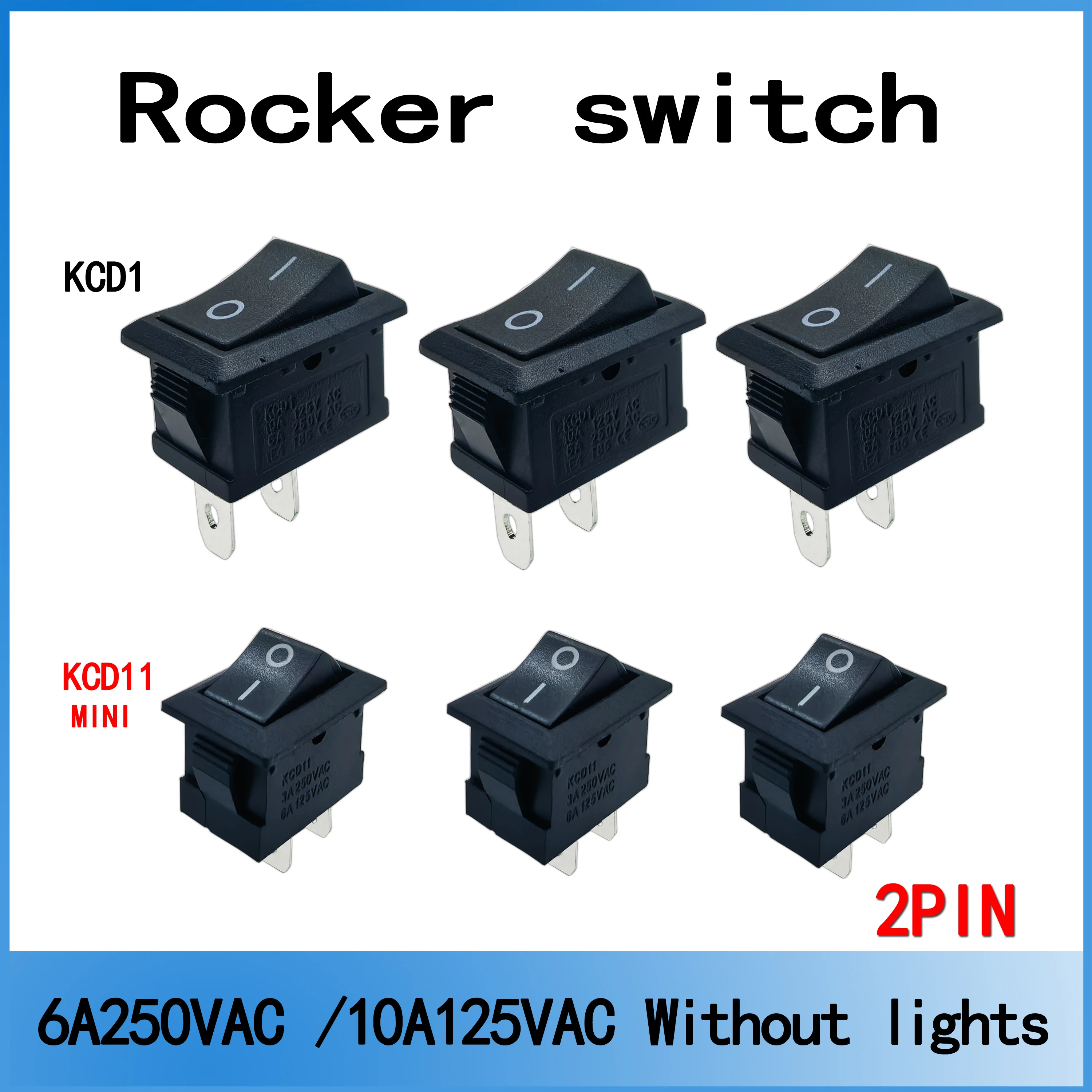 5/20/100 KCD1 power supply boat-shaped rocker switch KCD11 two-pin 2-position on-off 6A250V/10A125V AC