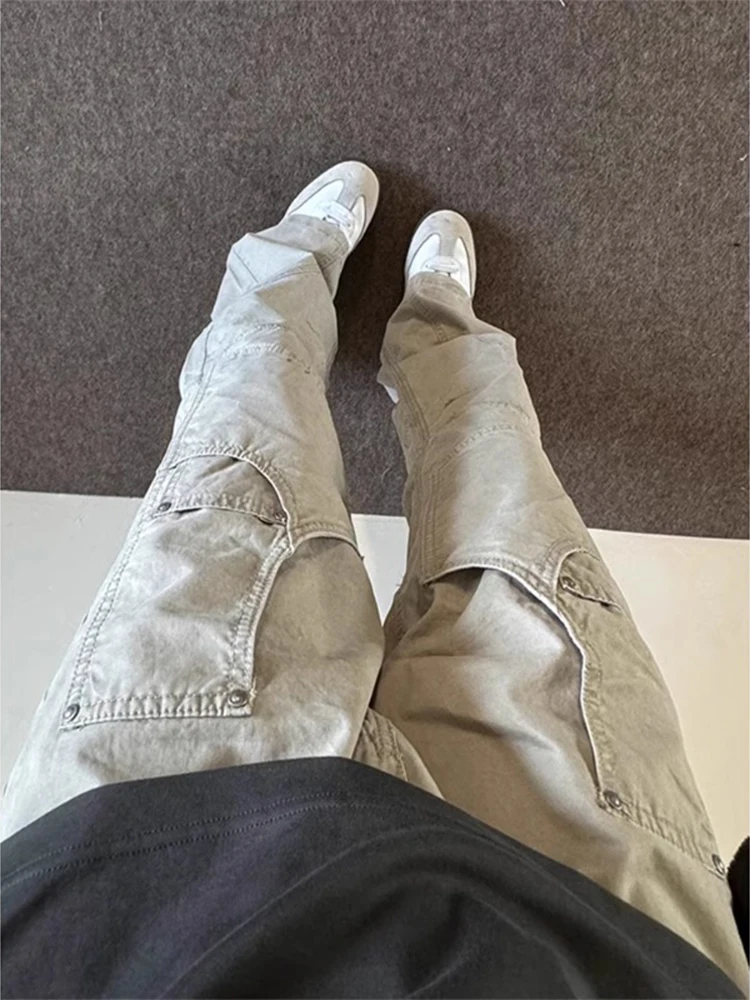 

Мужские рабочие джинсы в стиле ретро, американские, из денима, с высокой талией, прямые, слегка расклешенные, повседневные, для работы и учебы