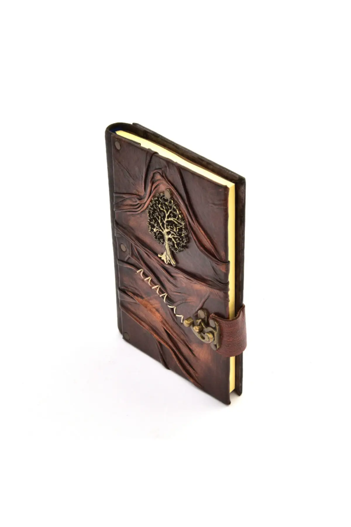 Uras Genuine Leather Şamua Paper Handmade Gift Moment Diary Notebook Life Tree Brown Sketchbook Handmade Book