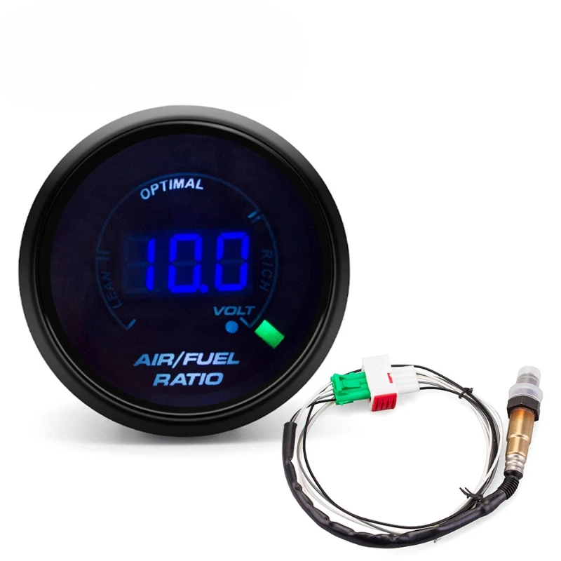 2 inch 52MM light ink mirror digital LED blue light air-fuel ratio meter 12V car modified instrument with oxygen sensor