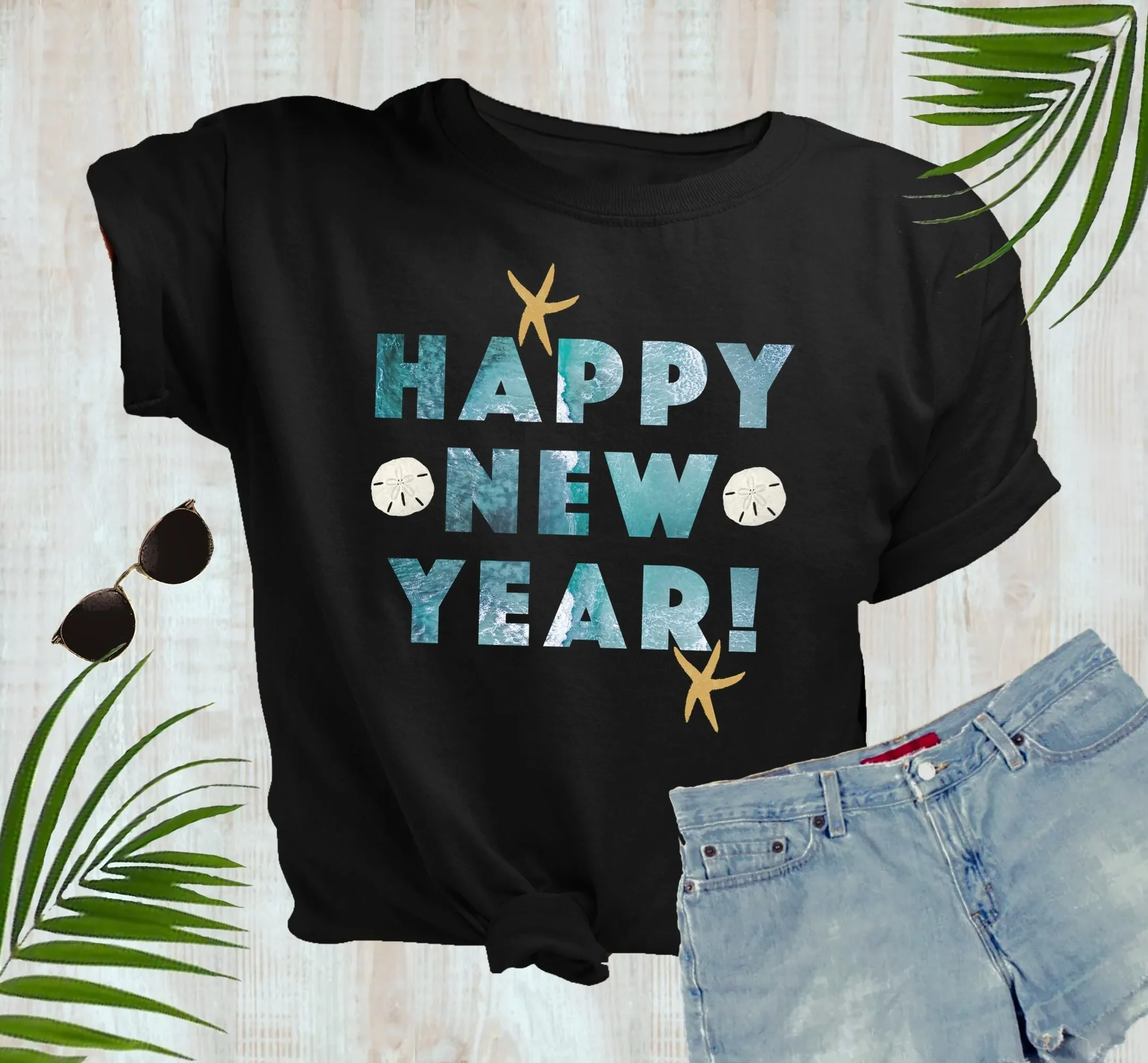 

Футболка Coastal New Years Eve Happy Party 2024, женская пляжная океанская волна