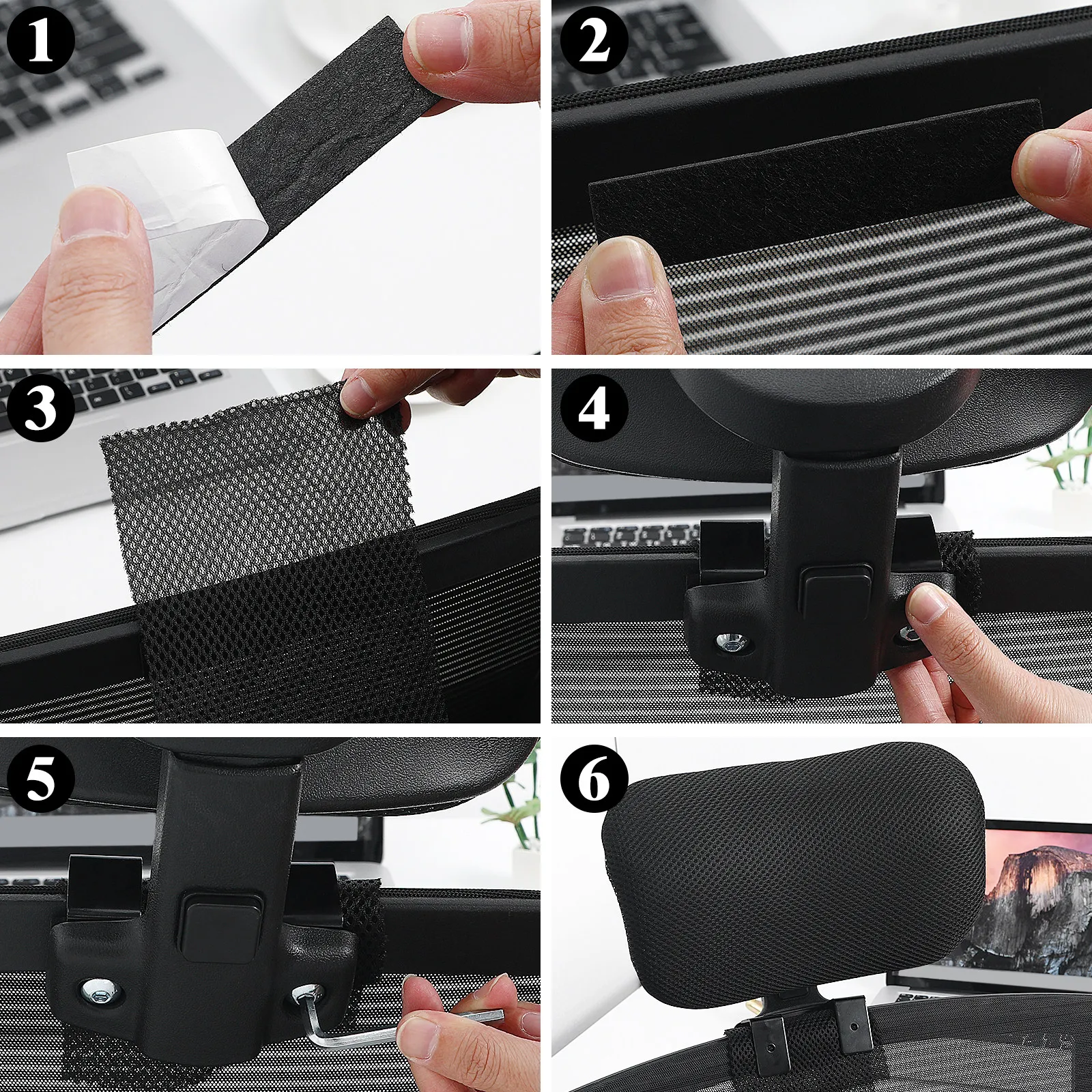

Office Chair Headrest Attachment Adjustable Breathable Mesh Computer Chair Head Pillow Neck Protection Cushion