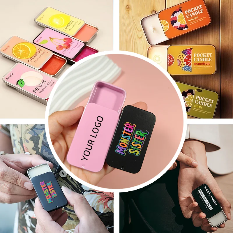 【شعار مخصص】50 قطعة مخصصة 10 جرام صندوق حديد صغير منزلق مسحوق أسود وأبيض وفضي مواد تغليف مستحضرات التجميل بأربعة ألوان